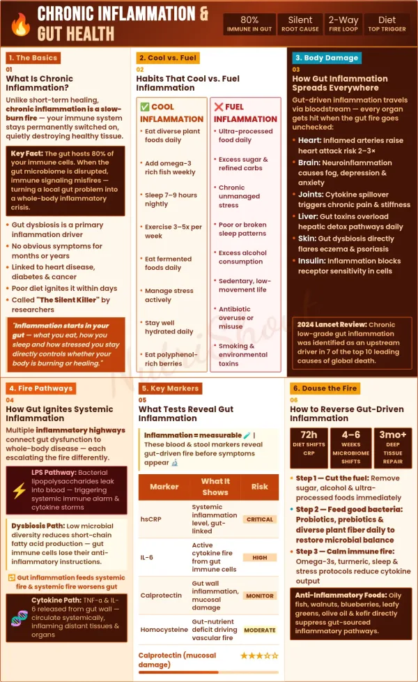 Link between gut health and chronic inflammation affecting immunity, metabolism, and overall health